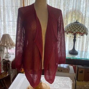 Lucky Brand Cotton Blend Knit Cherry Rust Cardigan Sz S